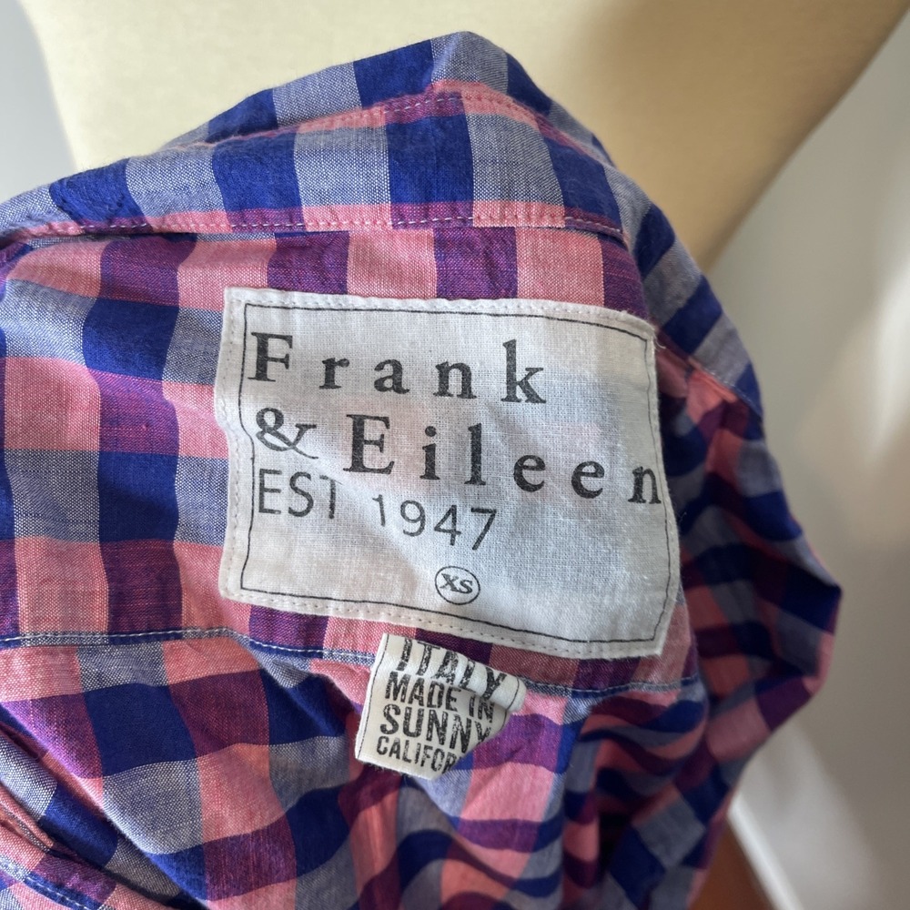 Frank & Eileen "Eileen" Cotton Long Sleeve Pink Blue Button-front Oxford XS - Picture 8 of 9
